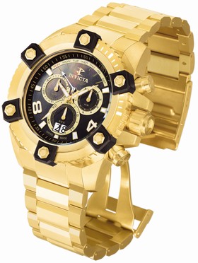 Invicta Arsenal Reserve Chronograph Black Mother of Pearl Dial Gold-plated Men's Watch 0340