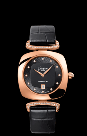 Glashutte Original Pavonina Gold Black Diamond Lug (1-03-01-28-05-02)