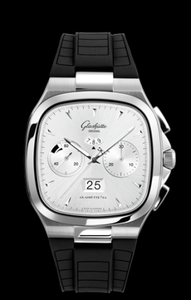 Glashutte Original Seventies Chronograph Panorama Date Silver Rubber (1-37-02-02-02-33)