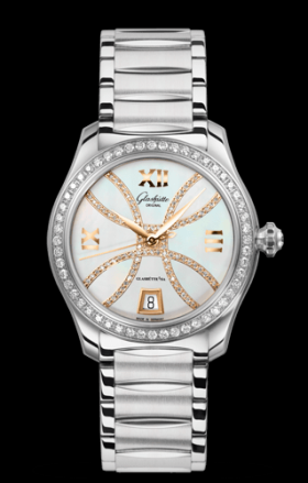Glashutte Original Lady Serenade MOP Diamond Index Line Diamond Bezel Bracelet (1-39-22-14-22-34)