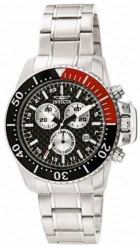 Invicta Pro Diver Chronograph Black Carbon Fiber Dial Stainless Steel Men's Watch 11283