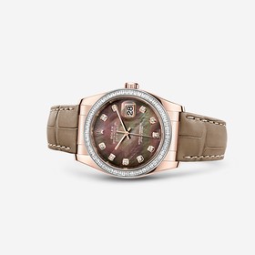 Rolex Datejust 36 Everose Strap Black Mother of Pearl Diamonds (116185bbr-0008)