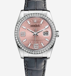 Rolex Datejust 36 White Gold Diamond Strap Pink Waves (116189-0076)