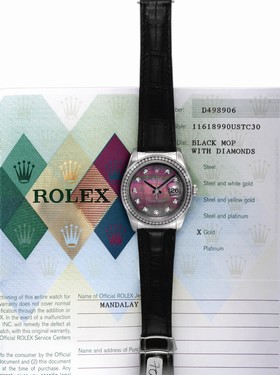 Rolex Datejust 36 White Gold Diamond Strap Black Mother of Pearl Diamond (116189 MOP)