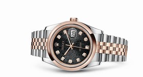 Rolex Datejust 36 Rolesor Everose Jubilee Black Computer Diamonds (116201-0068)