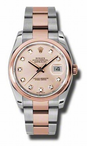 Rolex Datejust Champagne Dial Automatic Pink Gold and Stainless Steel Men's Watch 116201CDO