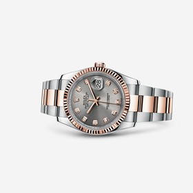 Rolex Datejust 36 Rolesor Everose Fluted Oyster Rhodium Diamonds (116231-0072)