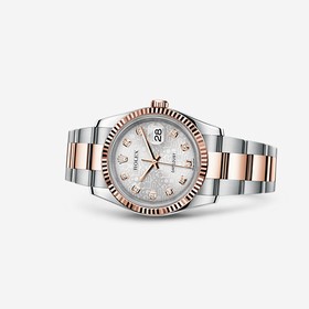 Rolex Datejust 36 Rolesor Everose Fluted Oyster Silver Computer Diamonds (116231-0077)