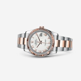 Rolex Datejust 36 Rolesor Everose Fluted Oyster Ivory Roman (116231-0092)