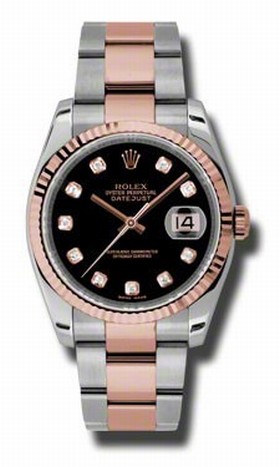 Rolex Datejust Black Automatic Pink Gold and Stainless Steel Men's Watch 116231BKDO