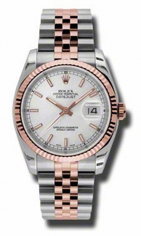 Rolex Datejust Silver Dial Automatic Pink Gold and Steel Men's Watch 116231SSJ