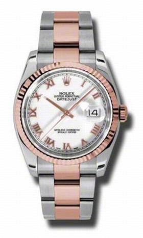 Rolex Datejust White Dial Automatic Pink Gold and Stainless Steel Men's Watch 116231WRO