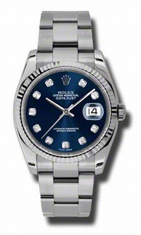 Rolex Datejust Blue Dial Automatic Stainless Steel Ladies Watch 116234BLDO