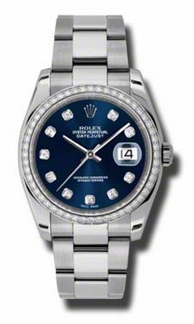 Rolex Datejust Blue Dial Automatic Diamond Bezel Steel Ladies Watch 116244BLDO