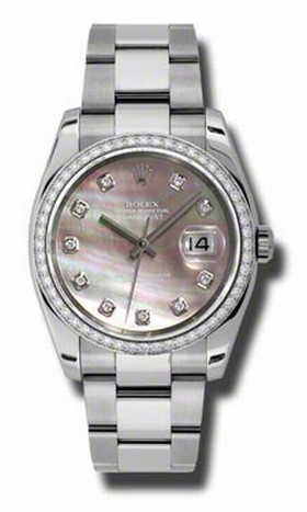 Rolex Datejust Black Mother of Pearl Dial Automatic Diamond Bezel Steel Ladies Watch 116244BKMDO