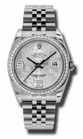 Rolex Datejust Silver Automatic Diamond Bezel Steel Ladies Watch 116244SFAJ
