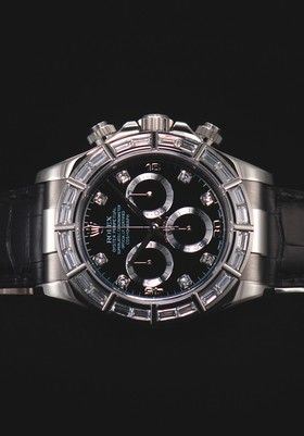 Rolex Daytona White Gold 24 Baguette Strap Black Diamond (116589br)