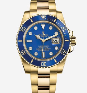 Rolex Submariner Date Yellow Gold Blue Cerachrom Diamond (116618lb-0002)