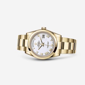 Rolex Day-Date 36 Yellow Gold Domed Oyster White Roman (118208-0087)