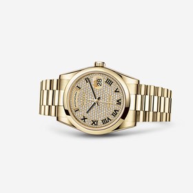 Rolex Day-Date 36 Yellow Gold Domed President Paved (118208-0214)