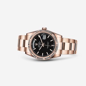 Rolex Day-Date 36 Everose Fluted Oyster Black (118235f-0059)