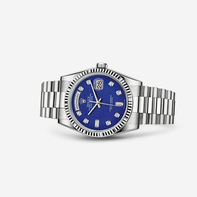 Rolex Day-Date 36 White Gold Fluted President Lapis Lazuli Diamonds (118239-0276)