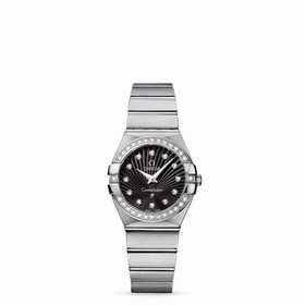 Omega Constellation 27mm Quartz Brushed Diamond Bezel / Black Supernova (123.15.27.60.51.001)