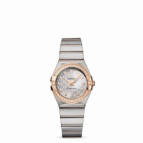Omega Constellation 27mm Quartz Brushed Two Tone / Diamond Bezel / Silver Omega (123.25.27.60.52.001)
