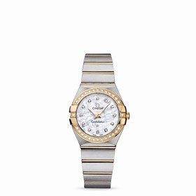Omega Constellation 27mm Quartz Brushed Two Tone / Diamond Bezel / MOP (123.25.27.60.55.003)