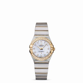 Omega Constellation 27mm Quartz Brushed Two Tone / Diamond Bezel / MOP Supernova (123.25.27.60.55.004)