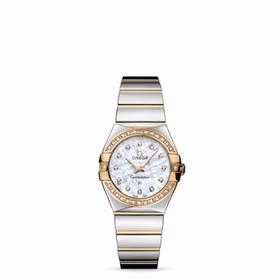 Omega Constellation 27mm Quartz Polished Two Tone / Diamond Bezel / MOP (123.25.27.60.55.007)