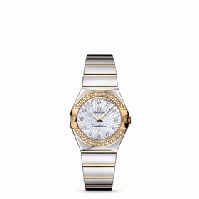 Omega Constellation 27mm Quartz Polished Two Tone / Diamond Bezel / MOP Supernova (123.25.27.60.55.008)