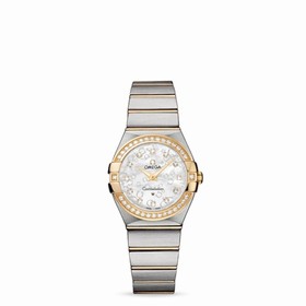 Omega Constellation 27mm Quartz Brushed Two Tone / Diamond Bezel / Silver Omega (123.25.27.60.55.010)