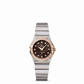 Omega Constellation 27mm Quartz Brushed Two Tone / Diamond Bezel /Brown Supernova (123.25.27.60.63.001)