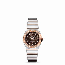 Omega Constellation 27mm Quartz Polished Two Tone / Diamond Bezel / Brown Supernova (123.25.27.60.63.002)