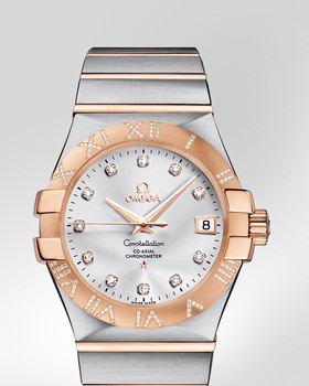 Omega Constellation 35mm Co-Axial Brushed Two Tone Red / Diamond (123.25.35.20.52.003)