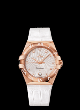 Omega Constellation 35mm Quartz Red Gold / White Alligator (123.53.35.60.52.001)