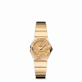 Omega Constellation 24mm Quartz Polished Yellow Gold / Diamond Bezel / Champagne Supernova (123.55.24.60.58.002)