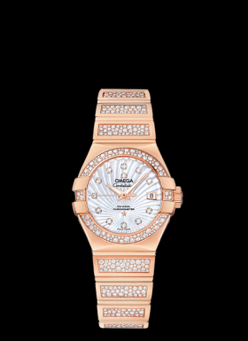 Omega Constellation 27mm Co-Axial Snow Set Red Gold (123.55.27.20.55.004)