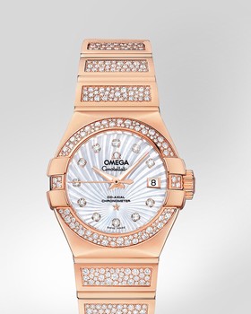 Omega Constellation 27mm Co-Axial Snow Set Red Gold (123.55.27.20.55.004)