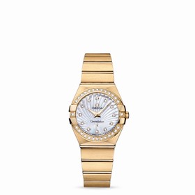 Omega Constellation 27mm Quartz Brushed Yellow Gold / Diamond Bezel / MOP Supernova (123.55.27.60.55.003)