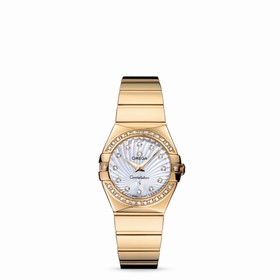 Omega Constellation 27mm Quartz Polished Yellow Gold / Diamond Bezel / MOP Supernova (123.55.27.60.55.007)