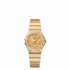 Omega Constellation 27mm Quartz Brushed Yellow Gold / Diamond Bezel / Champagne Supernova (123.55.27.60.58.001)