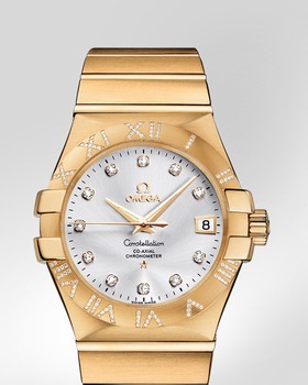 Omega Constellation 35mm Co-Axial Brushed Gold / Diamond (123.55.35.20.52.004)