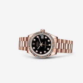 Rolex Datejust 31 Everose Fluted President Black Diamonds (178275f-0020)