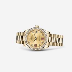 Rolex Datejust 31 Yellow Gold Diamond President Champagne Diamonds & Rubies (178288-0063)