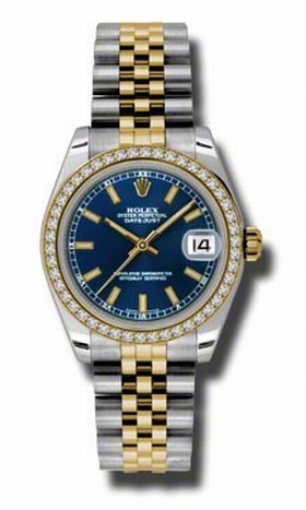 Rolex Datejust Blue Dial Automatic Stainless Steel and 18kt Gold Ladies Watch 178383BLSJ