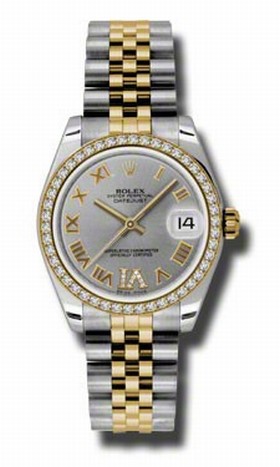 Rolex Datejust Grey Dial Automatic Stainless Steel and 18kt Gold Ladies Watch 178383GRDJ