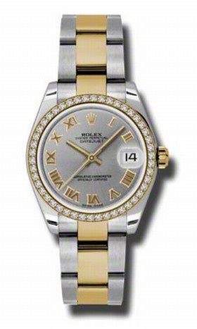 Rolex Datejust Grey Dial Automatic Stainless Steel and 18kt Gold Ladies Watch 178383GRO