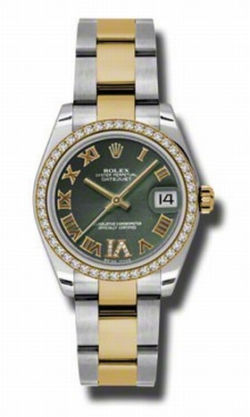 Rolex Datejust Olive Green Dial Automatic Stainless Steel and 18kt Gold Ladies Watch 178383GNRDO